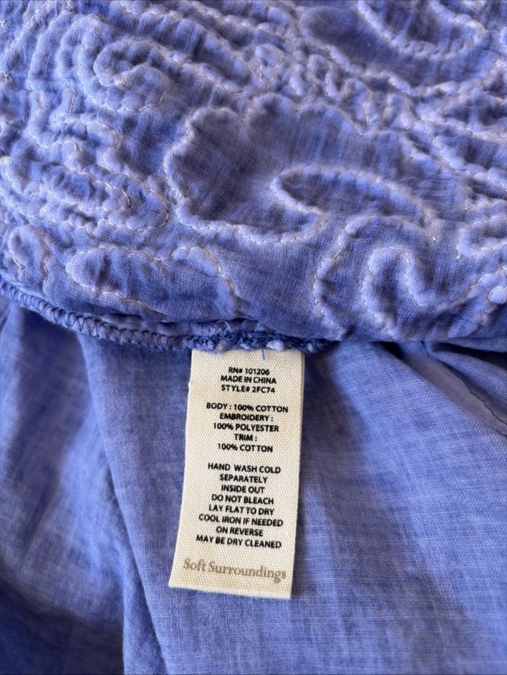 Soft Surroundings Periwinkle Purple  Embroidered Kimono Topper - Picture 9 of 10